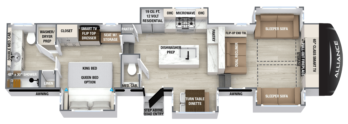 2027 Paradigm 385FL luxury fifth wheel floorplan layout