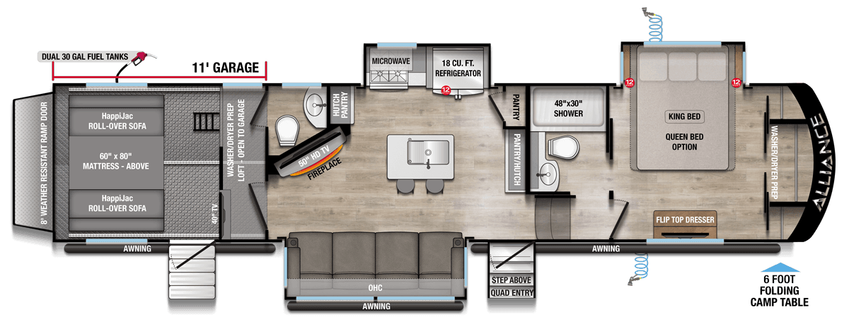 2026 Alliance RV Valor 36V11 Floorplan Layout